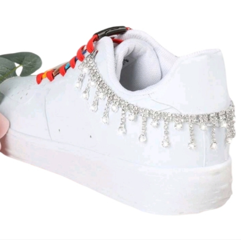 2pc Crystal Fringe Rhinestone Chain Shoe Decoration/Removable Chain - Picture 2 of 4